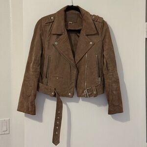 Blank NYC Tan Suede Leather Moto Jacket